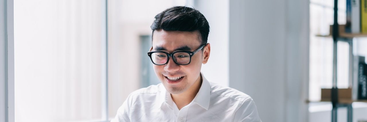 business man at work in a white shirt