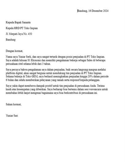 Contoh Surat Lamaran Kerja Toko posisi penjualan - 2.