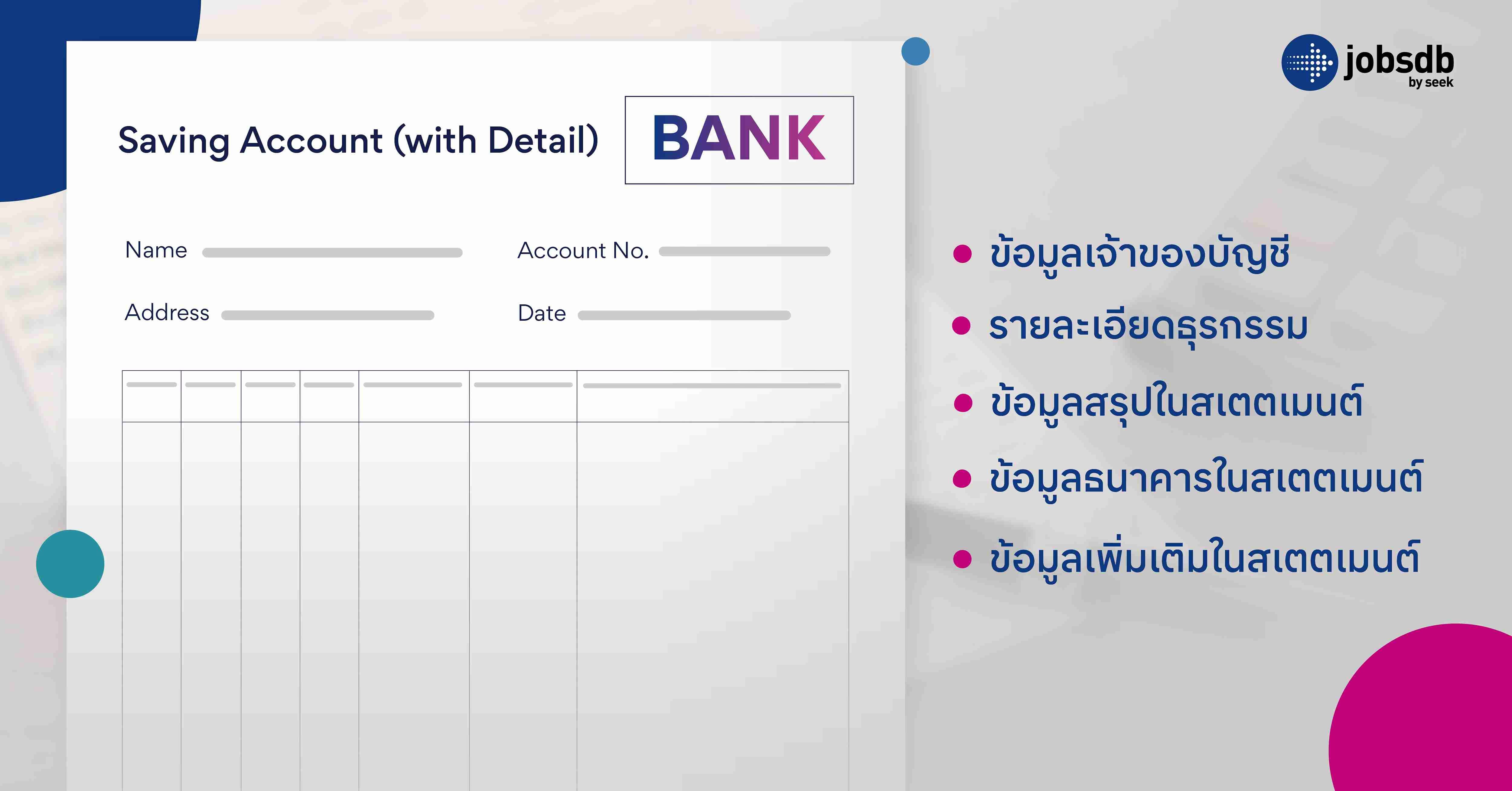 ข้อมูลที่มีในสเตตเมนต์