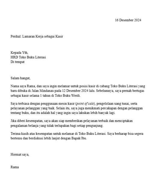 Contoh Surat Lamaran Kerja Toko buku - 2.