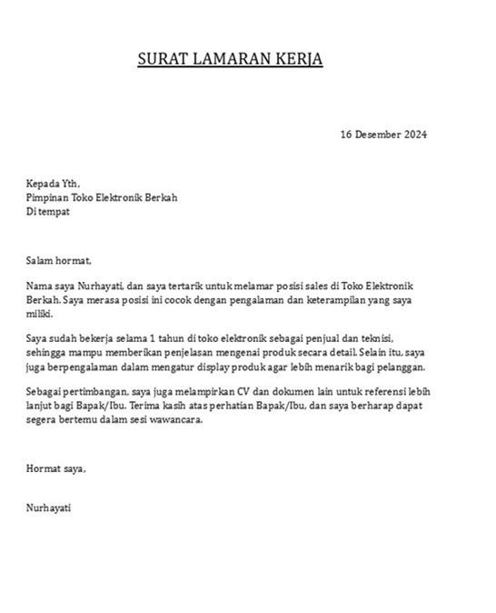 Contoh Surat Lamaran Kerja Toko elektronik - 2.