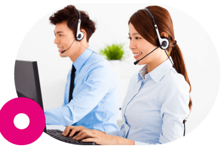 Local customer service agent working at computer
