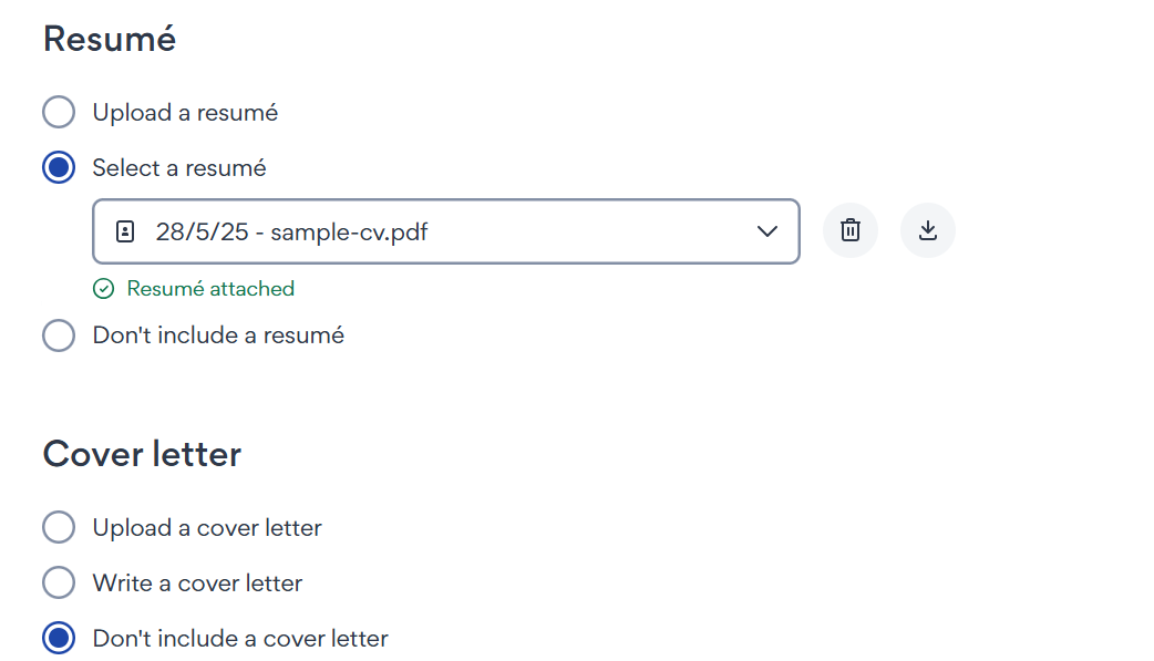 Contoh cara untuk memuat naik resume anda.