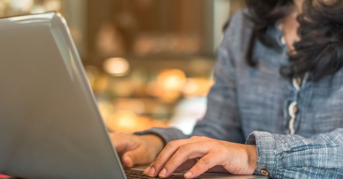 a woman typing