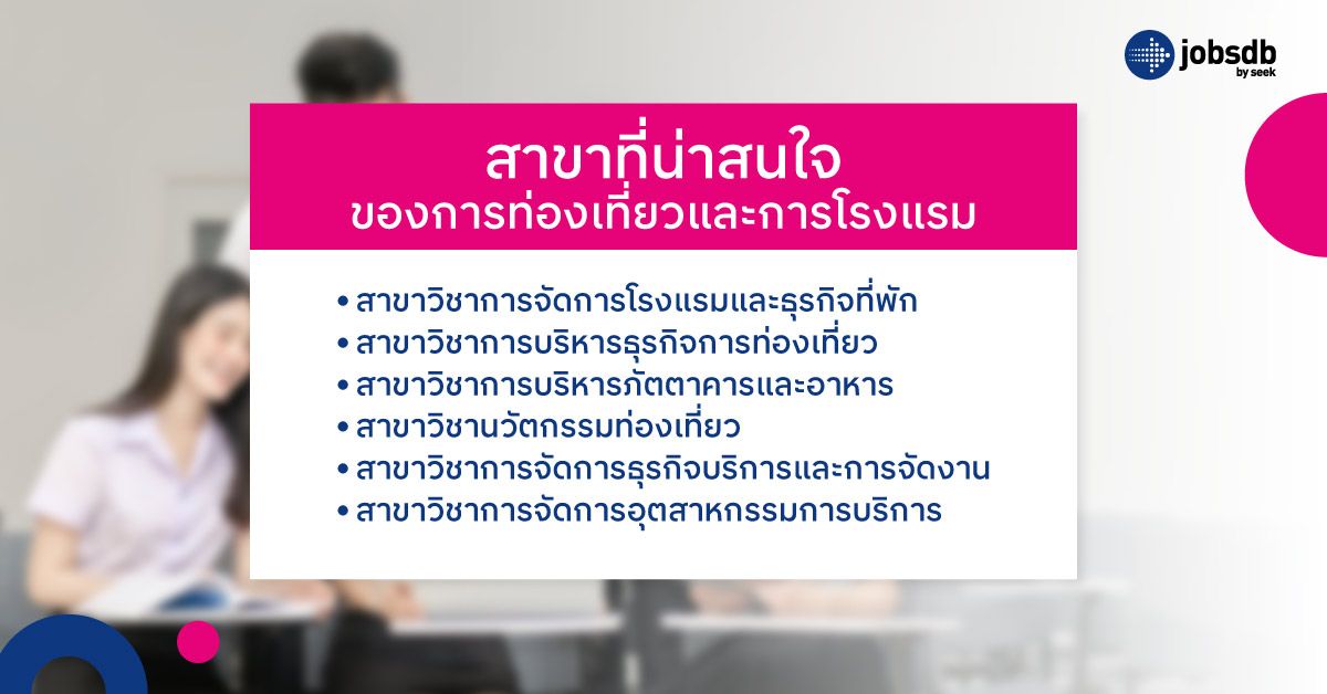 สาขาที่น่าสนใจของการท่องเที่ยวและการโรงแรม
