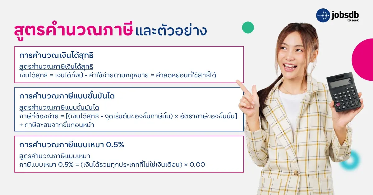 สูตรคำนวณภาษีและตัวอย่าง