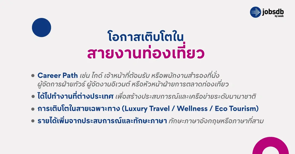 โอกาสเติบโตในสายงานท่องเที่ยว