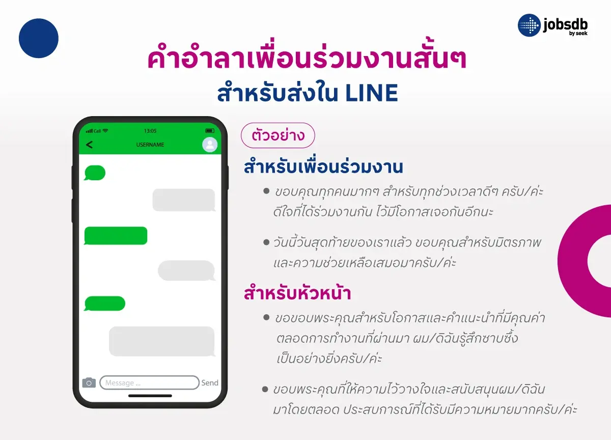 คำอำลาเพื่อนร่วมงานสั้นๆ สำหรับส่งใน LINE