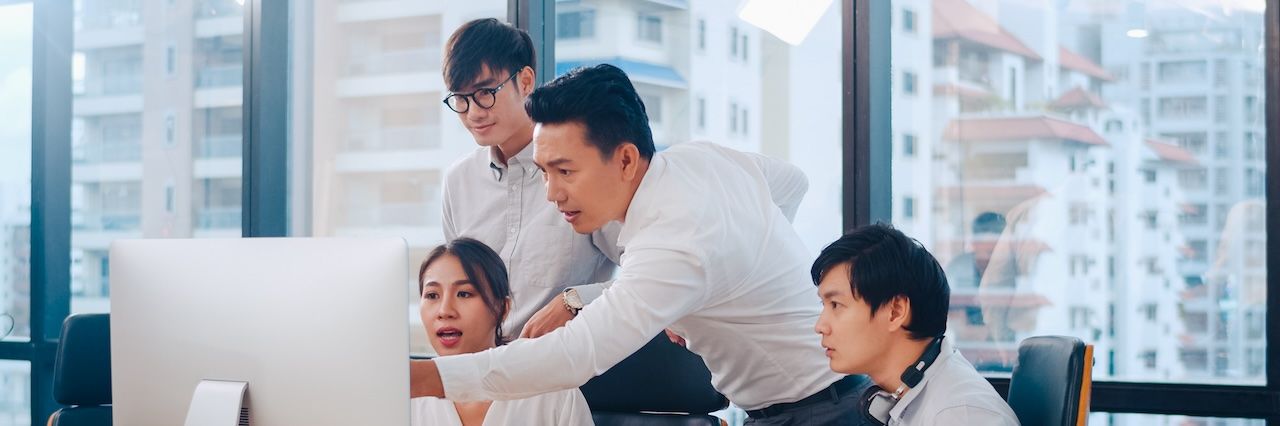Team working together at a desk