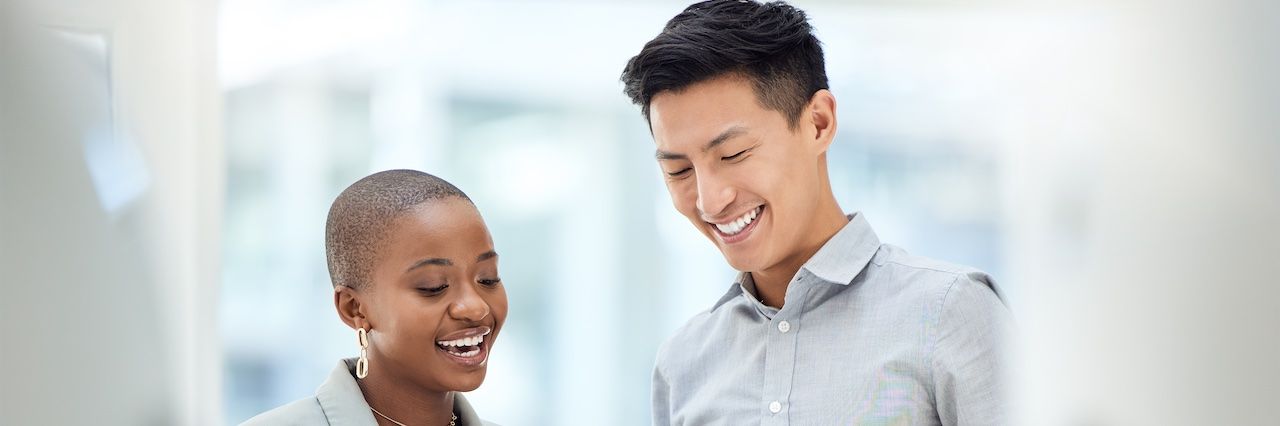 two colleague engaging in a lively discussions