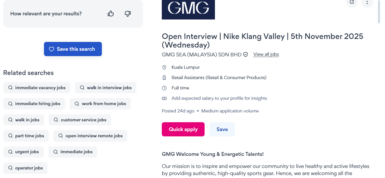 Screenshot of the bottom of the page where “Save this search” is located