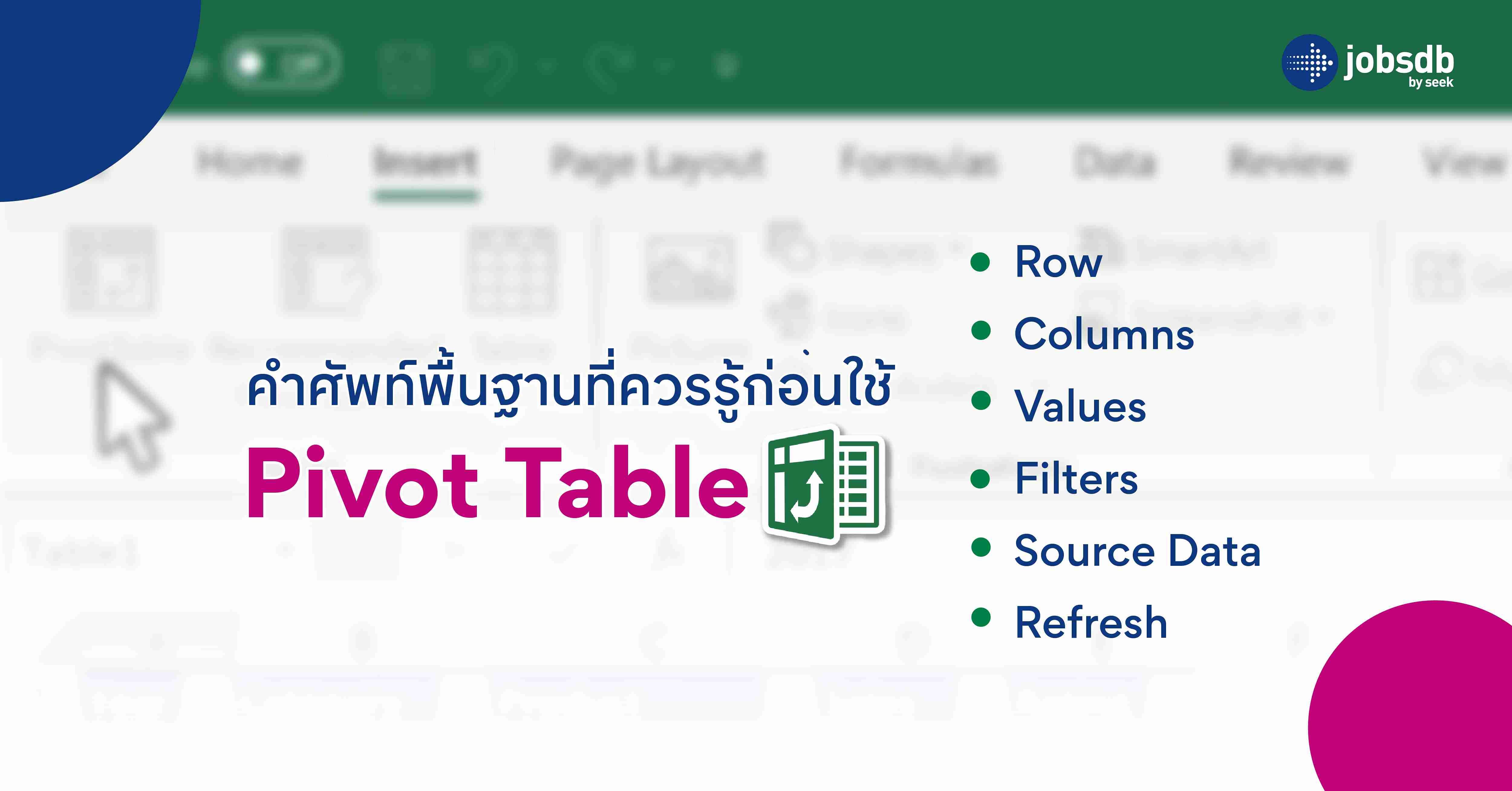 คำศัพท์พื้นฐานที่ควรรู้ก่อนใช้ Pivot Table
