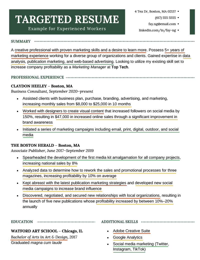 Targeted resume