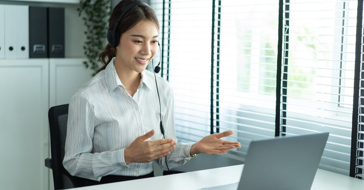 Woman being interviewed online